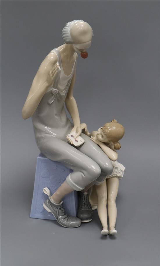 A Lladro figure of a clown and a ballerina height 41.5cm